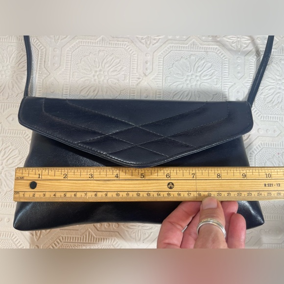 JOHN HORT Royal Dark Blue VINTAGE Retro Leather Shoulder Purse Judy Award Canada - Picture 4 of 6